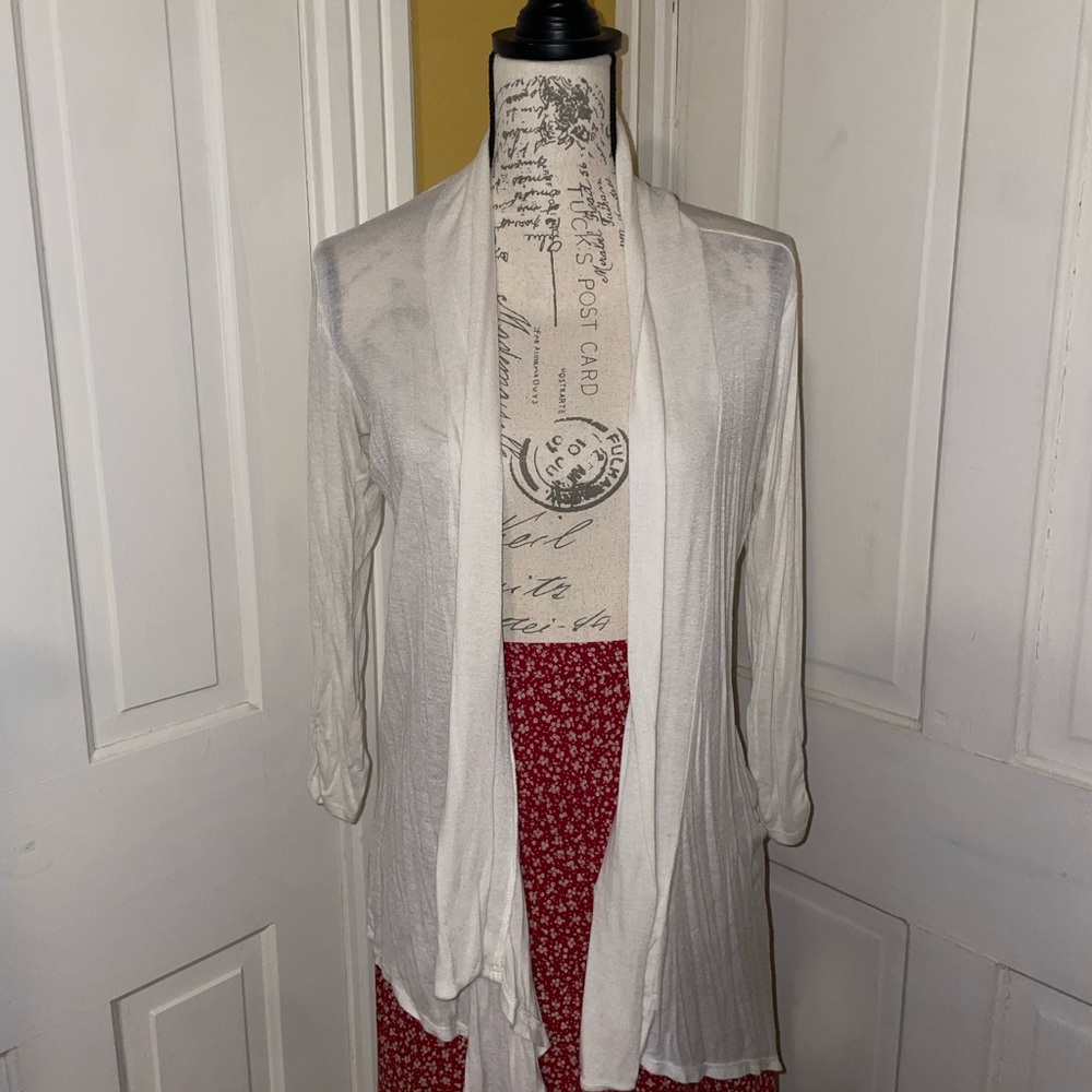 White Open Front Cardigan